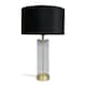image 3 of ValueLights Clear Tube and Gold Metal Bedside Table Lamp with a Black Velvet Shade