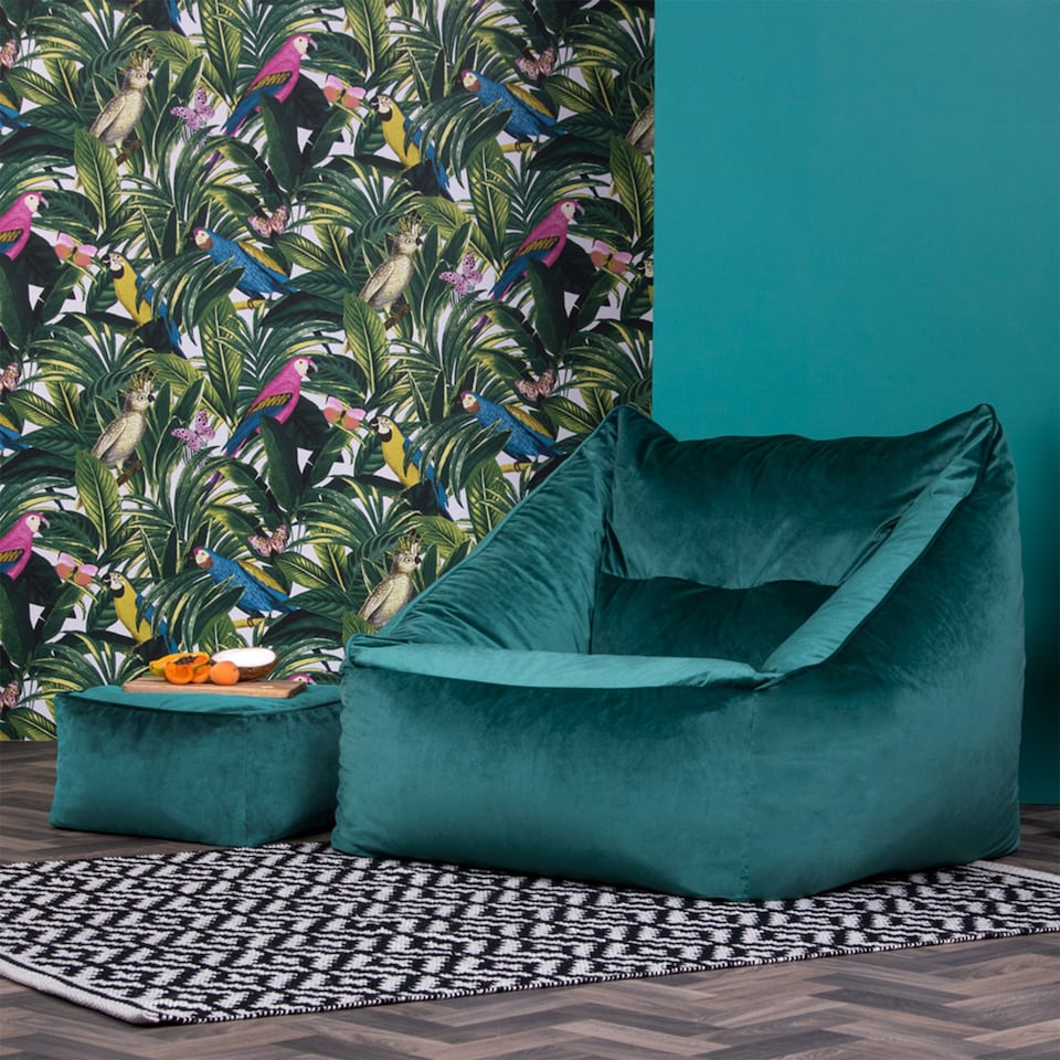 image 1 of icon Natalia  Velvet Armchair and Footstool Bean Bag, Teal