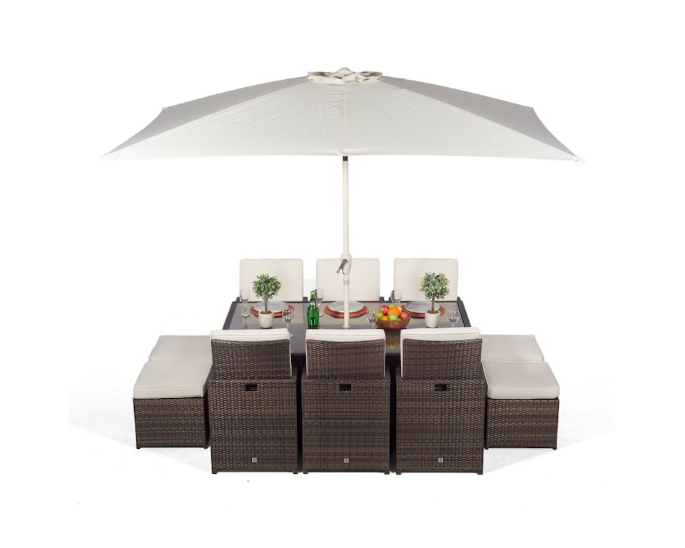 image 1 of Giardino 6 Seater Rattan Cube Dining Set | Brown | Brown