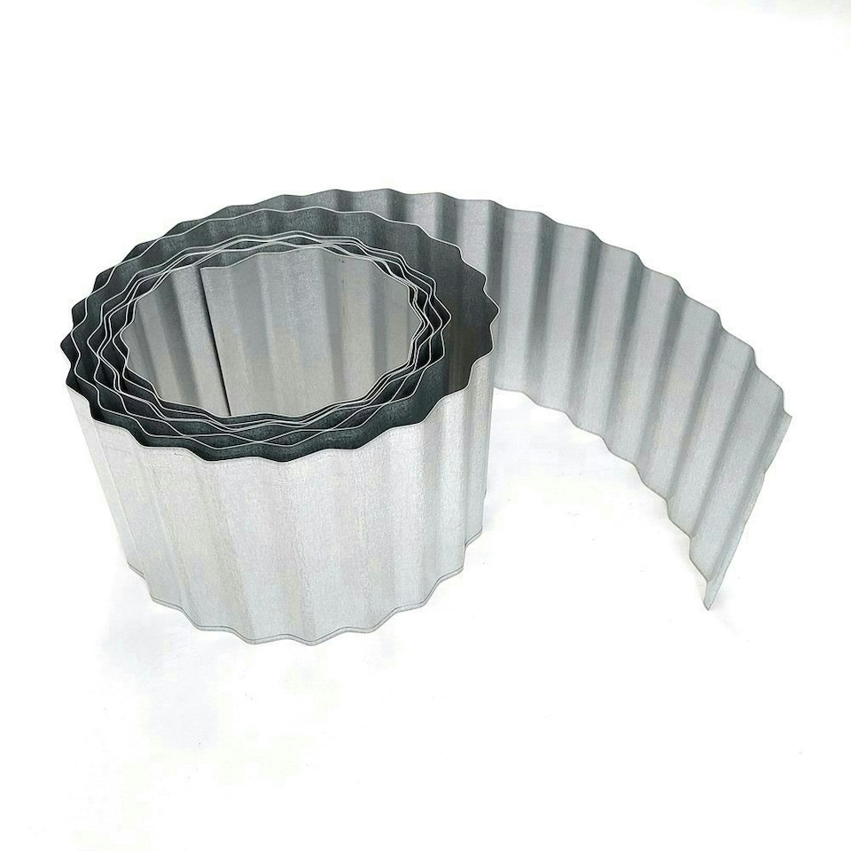 image 1 of Pack of 2 x 5m Galvanised Wavy Lawn Edging Rolls in Silver Silver