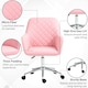 image 5 of Vinsetto Home Office Chair Leather-Feel Fabric Swivel Chair with Armrests Pink