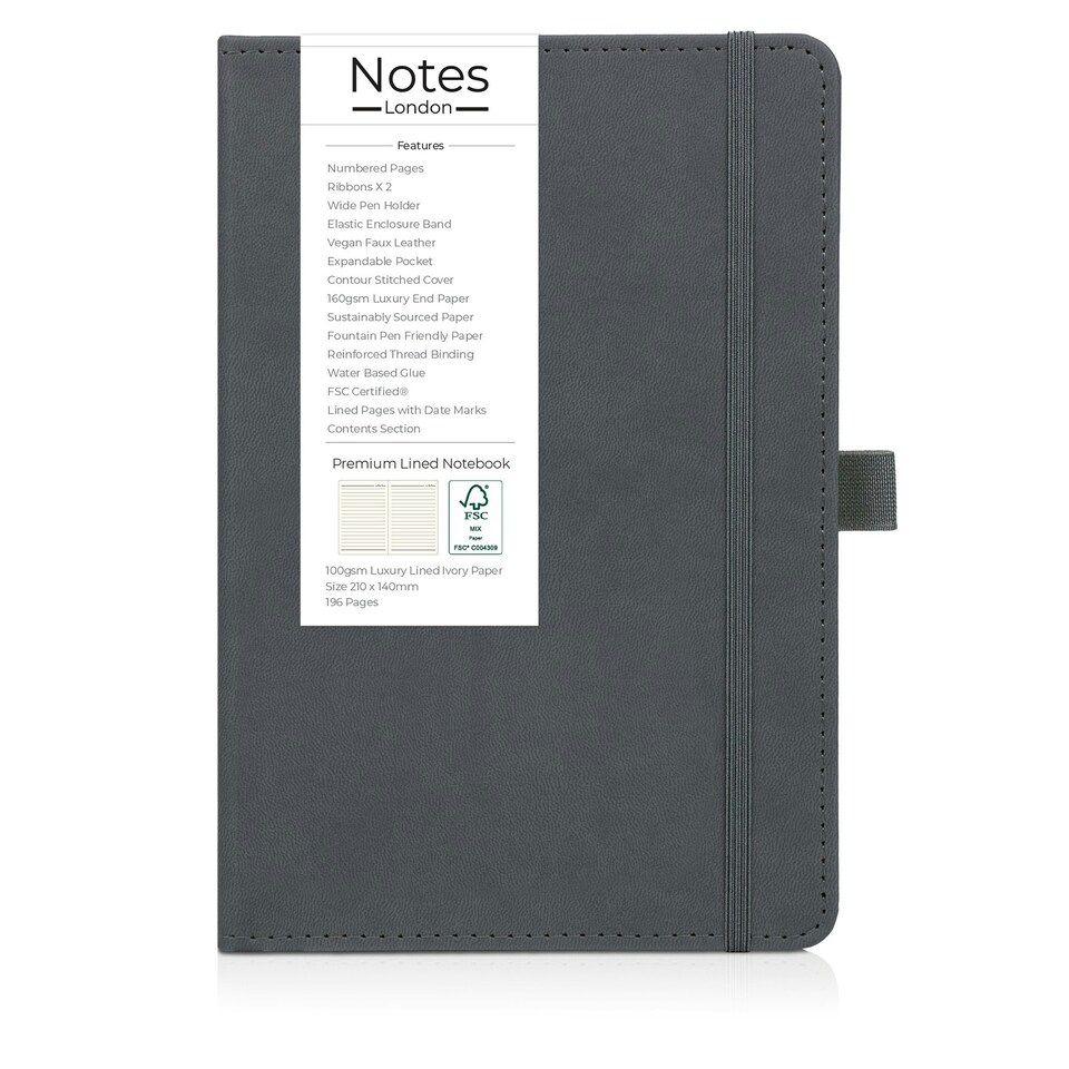 image 1 of Notes London A5 Italian Styled Moretti Notebook Dark Grey