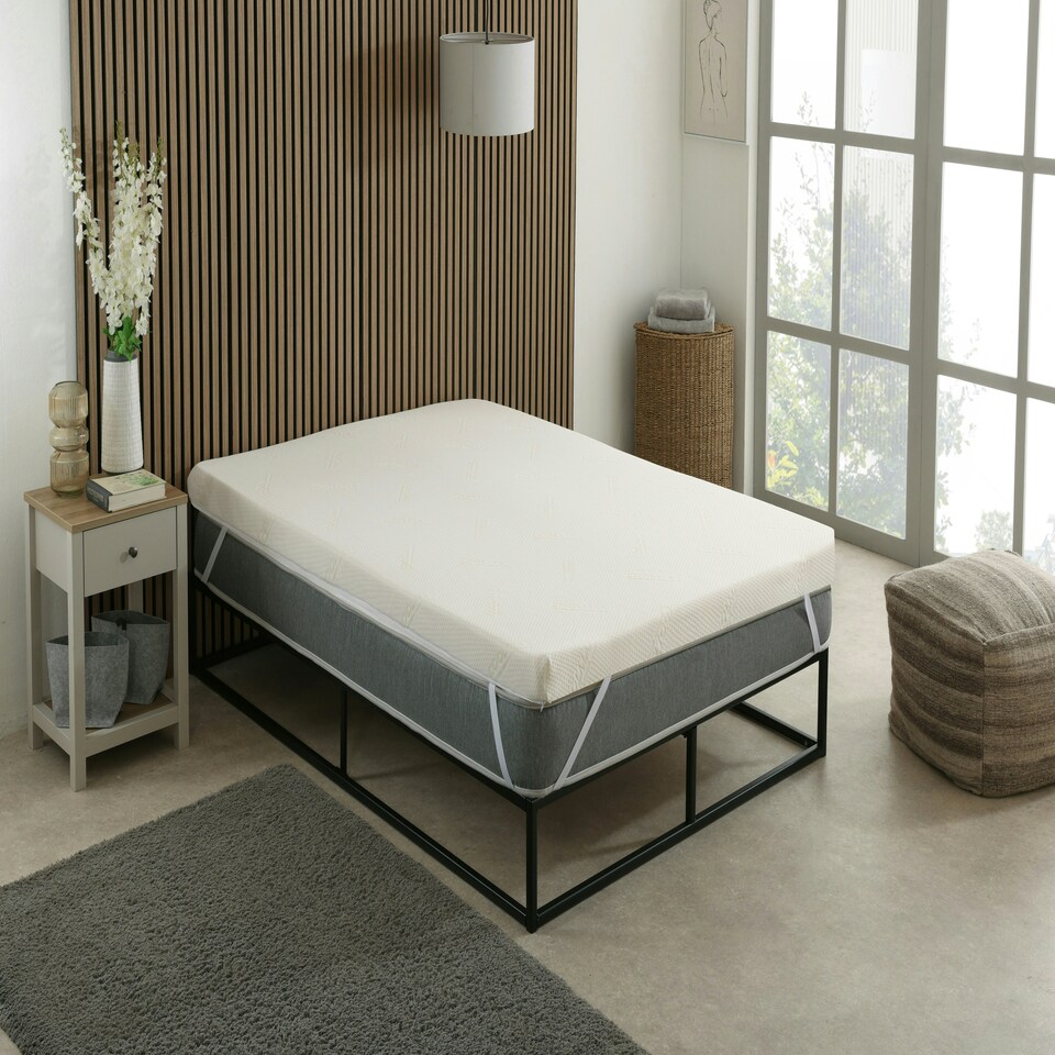 image 1 of Cool Max Memory Foam Mattress Topper - 1" Deep, Pressure Relief White | Single