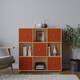 image 2 of 9 Cube Wooden Bookcase Shelving Unit with 5 Collapsible Fabric Drawers | Multi | Oak & Orange | 1
