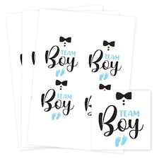 Team Boy Gender Reveal Square Stickers 95mm - Sheet of 4