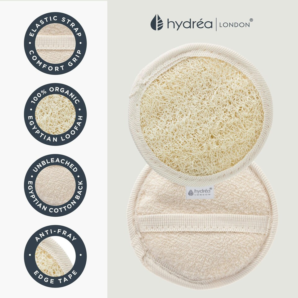 image 1 of Hydréa London Organic Egyptian Loofah Facial Pad - Dual Sided - 2 Pack