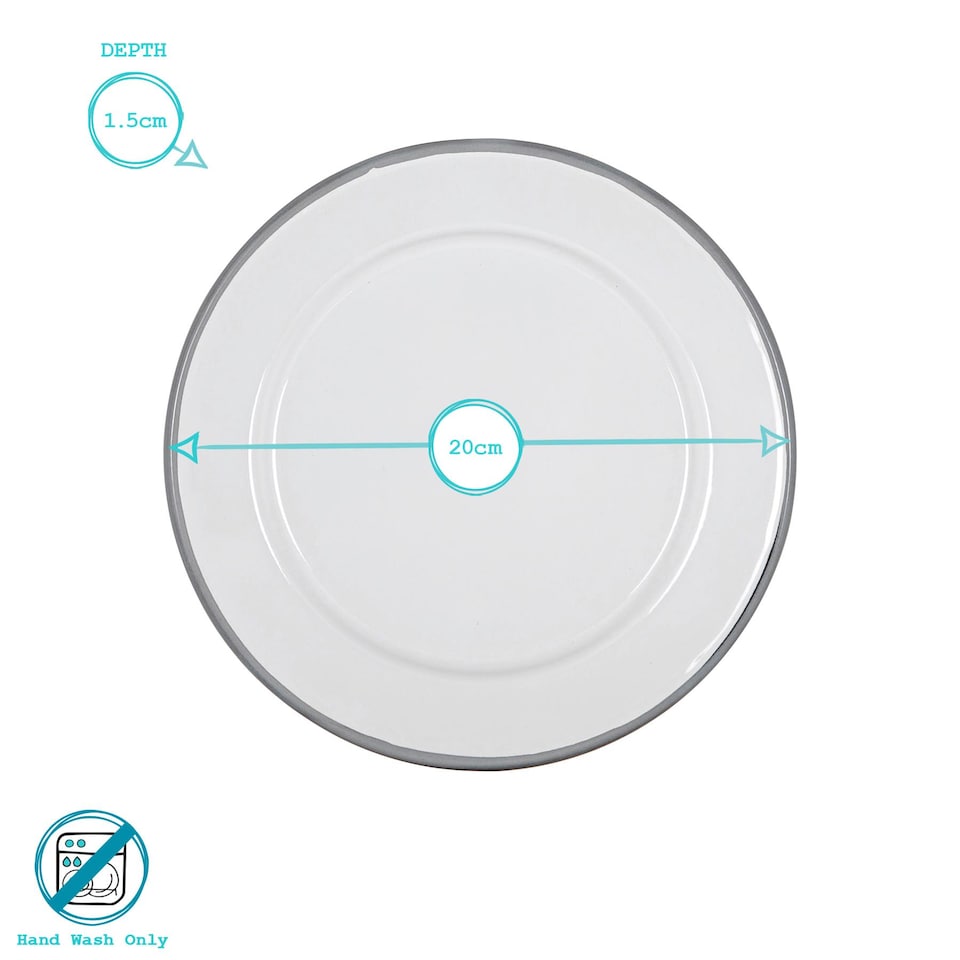 image 1 of Argon Tableware White Enamel Side Plates - 20cm - Grey - Pack of 6 | Grey | Grey