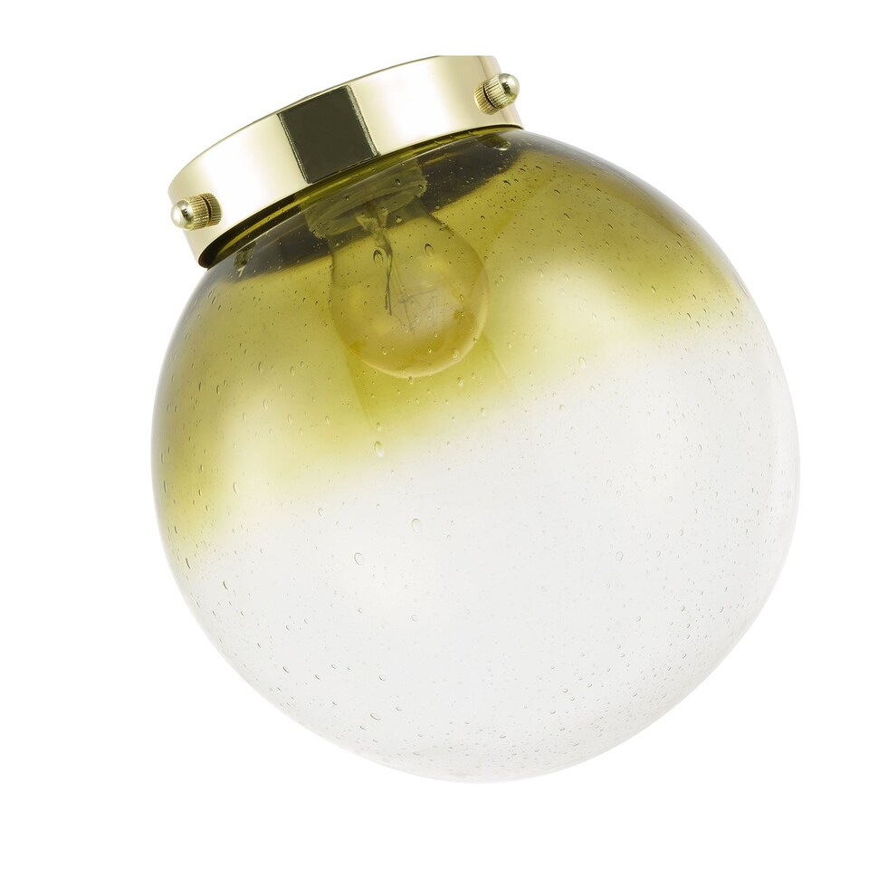 image 1 of Ombre Green and Clear Bubble Glass Pendant Lighting Shade with Gold Lamp Holder | Green | Green | 1