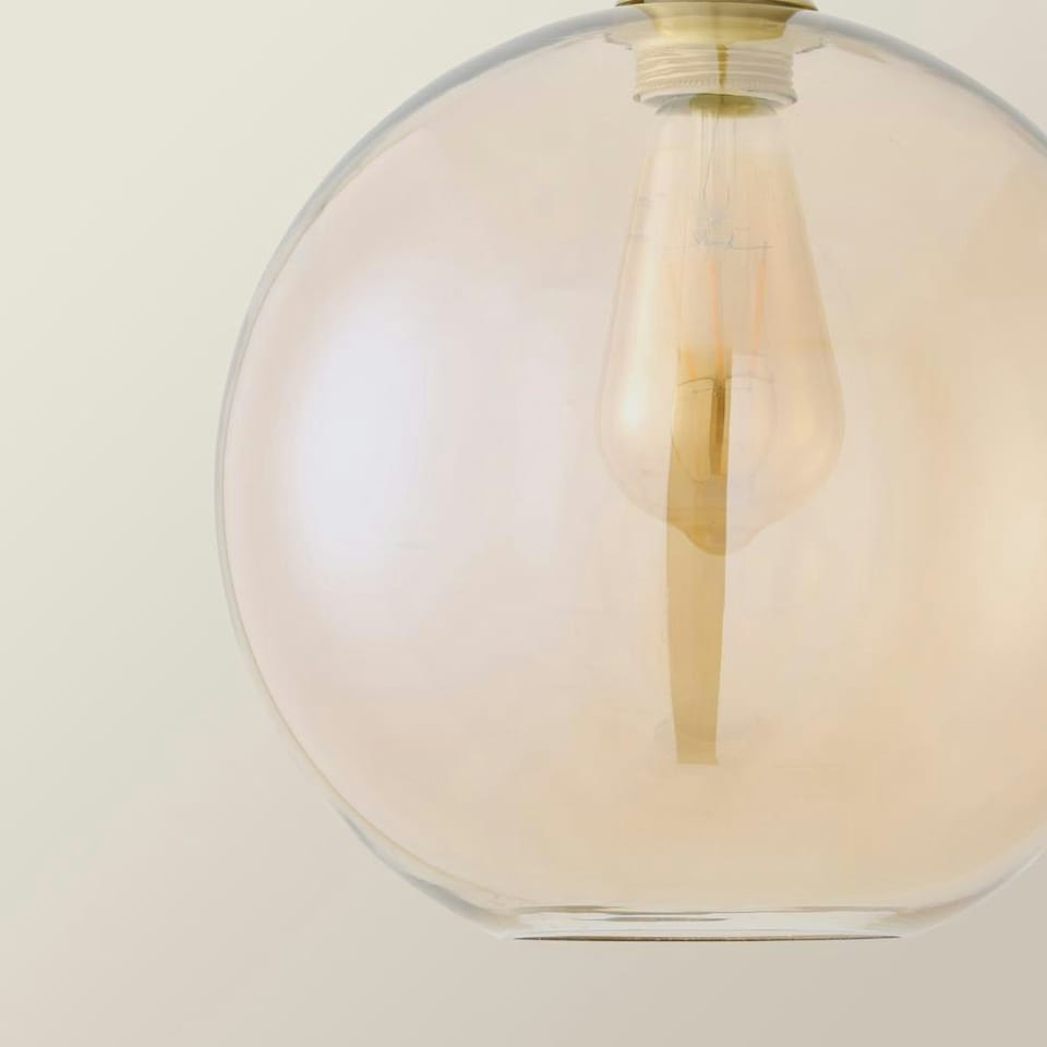 image 1 of ValueLights Bellamy Easy Fit Amber Glass Globe Lampshade Ceiling Light Shade