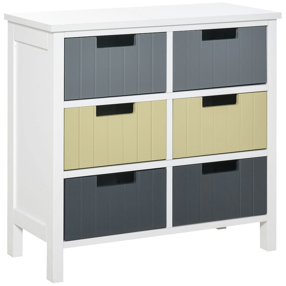 image 1 of HOMCOM Simple Chest of 6 Drawers Storage Cabinet for Dining