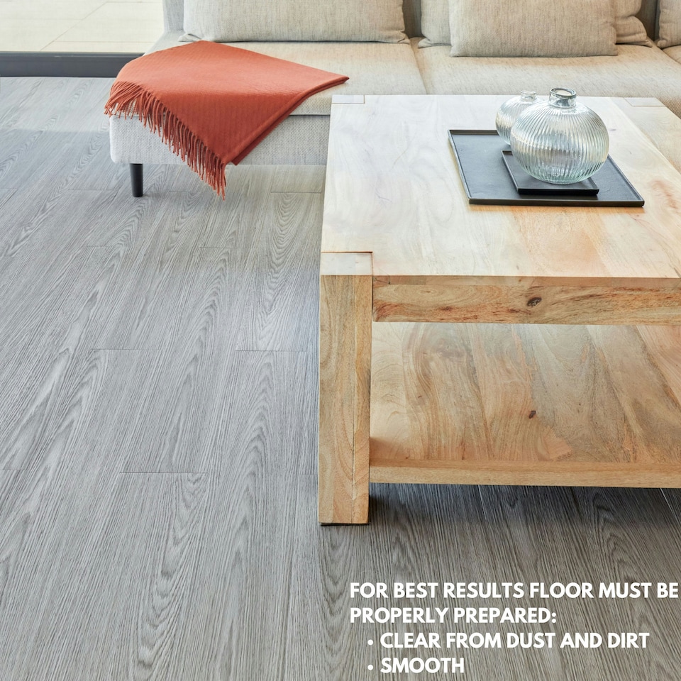 image 1 of NOVECRAFTO Self Adhesive Floor Planks | 5.9x35.9in (91.4x15.2cm) Each | Peel & Stick Vinyl Flooring | Grey Oak Wood Effect | Waterproof DIY Tiles | Grey | 2.78 sqm