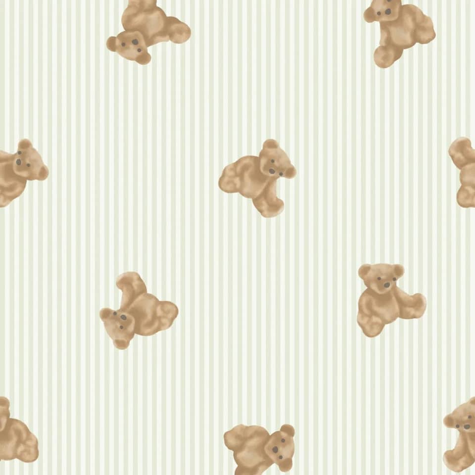 image 1 of The Bear Wallpaper in Soft Sage Multi