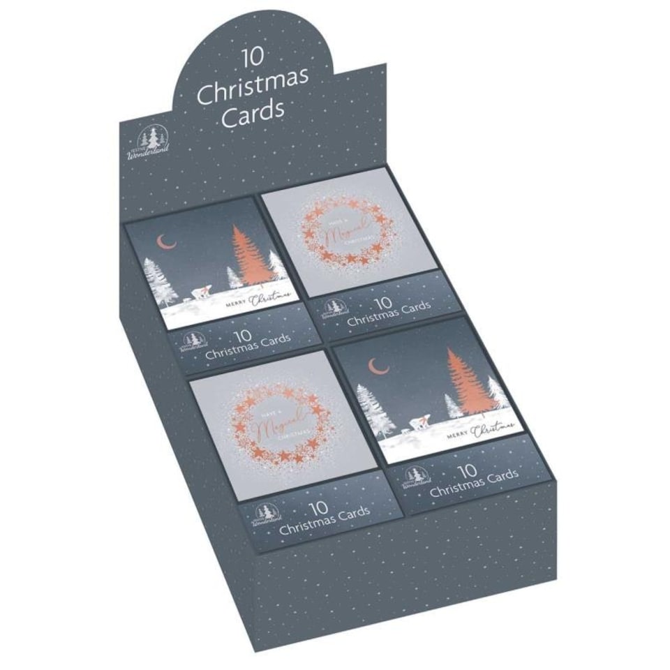 image 1 of Pack of 10 Square Platform Christmas Cards With Envelopes - Contemporary Foils Design