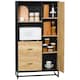 image 1 of HOMCOM 160cm Tall Kitchen Cupboard, Kitchen Pantry Sideboard with 2 Open Shelves, 2 Drawers, Adjustable Shelves and Soft Close Door, Storage Cabinet for Living Room, Dinning Room, Natural Wood Finish