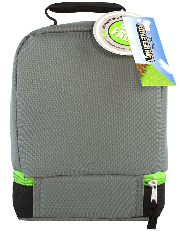 image 1 of Minecraft Boys Green Creeper Zip Lunch Bag (One Size)