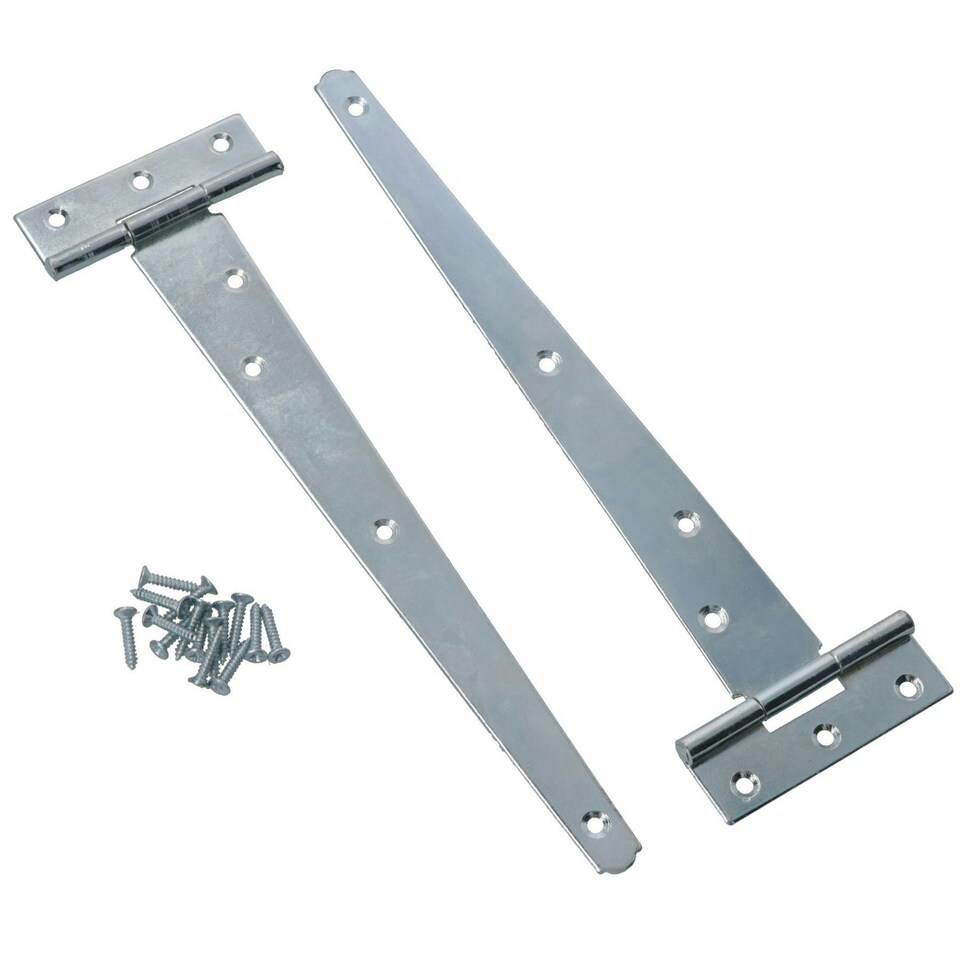 image 1 of 10in / 250mm Heavy Duty T Tee Hinges For Shed + Garden Gates Zinc Plated 6pc Silver