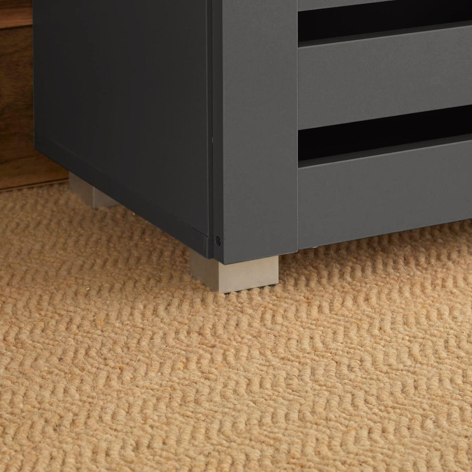 image 1 of Oslo 3 Door Wooden Shoe Storage Cabinet Rack Stand Cupboard Slatted Doors | Black