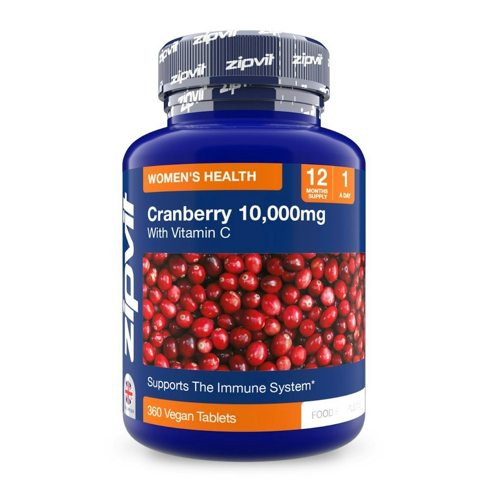 Zipvit Cranberry 10,000mg with C, 120 Vegan Tabs, Immune Support, 4-Month Supply for Men & Women