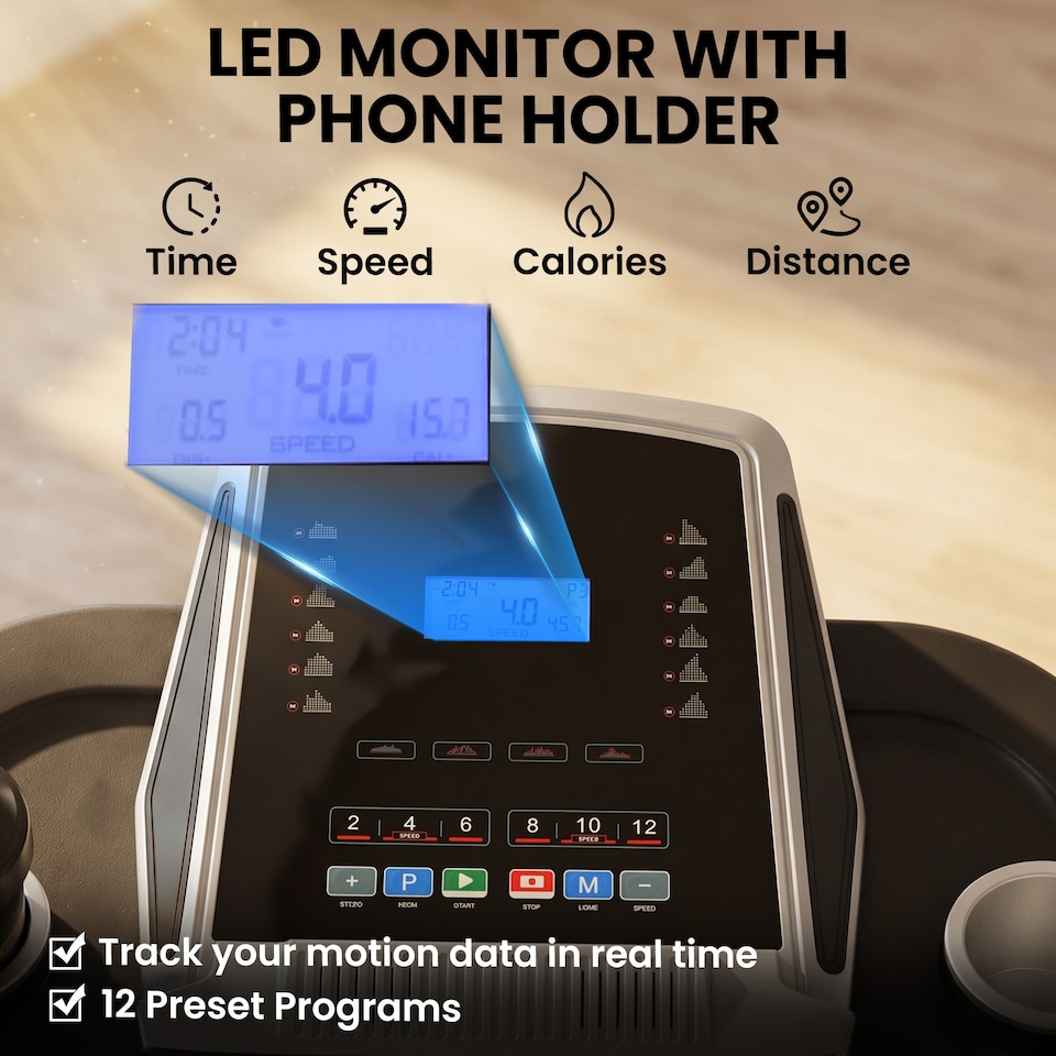 image 1 of HOMCOM Folding 12km/h Electric Treadmill Running Machine w/ Incline LED Display