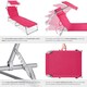 image 5 of Sun Loungers Set of 2 - foldable, sunroof, 4-step backrest, head cushion | Pink | pink | 2