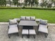 image 2 of Fimous Aluminium Garden Furniture Sets 9 Seater Outdoor Sofa Set with Adjustable Rising Lifting Dining Table 2 Chairs 4 Footstools 2 Side Tables