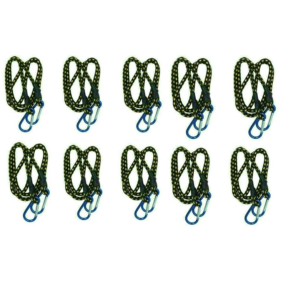 image 1 of 48" Bungee Strap with Aluminium Carabiners Hook Tie Down Fastener Holder 10pc