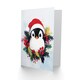 image 2 of Cute Baby Penguin With Santa Hat in Holly Wreath Blank For Him Or Her Art Christmas Card