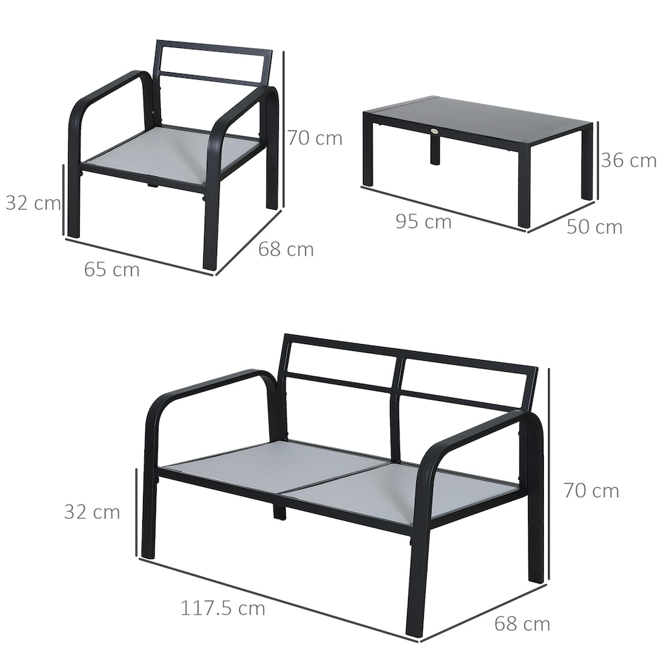 image 1 of Outsunny 4pcs Garden Sectional Loveseat Chairs Table Furniture