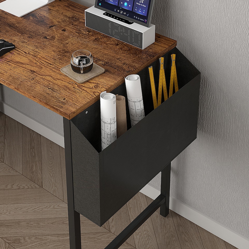 image 1 of MCC Direct Computer Desk L Shaped Corner Desk with Adjustable shelves - Lotus 120cm Black | Black