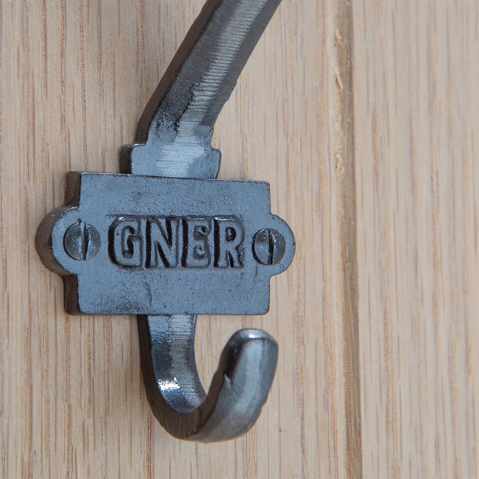 image 1 of Hammer & Tongs Great North of England Railway Double Wall Hook - W53mm x H101mm - Raw