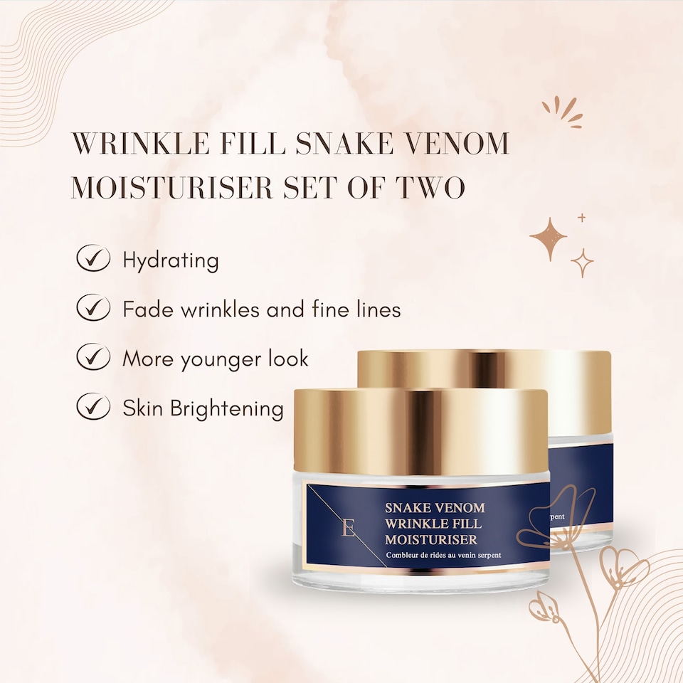 image 1 of 2X Erth Skin London Wrinkle Fill Snake Venom Moisturiser 50ml