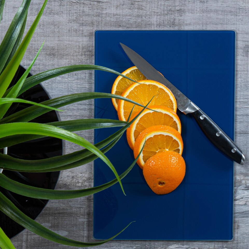 image 1 of Harbour Housewares Glass Kitchen Chopping Board - 30 x 20cm - Hague Blue | Blue | Hague Blue