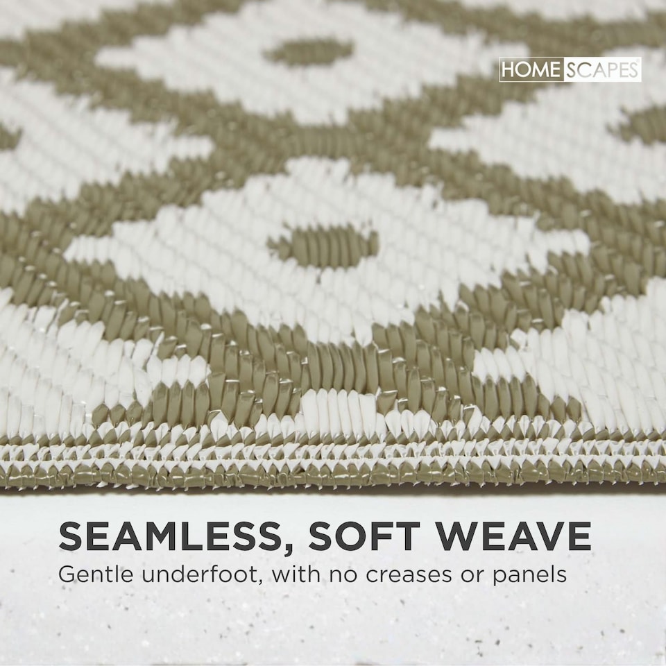 image 1 of Homescapes Outdoor Rug Luxury Waterproof Reversible Recycled, For Garden, May Geometric | Green | Olive Green