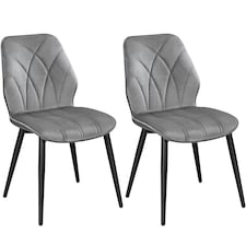 Yaheetech Set of 2 Faux Leather Dining Kitchen Chairs Grey | Light Grey