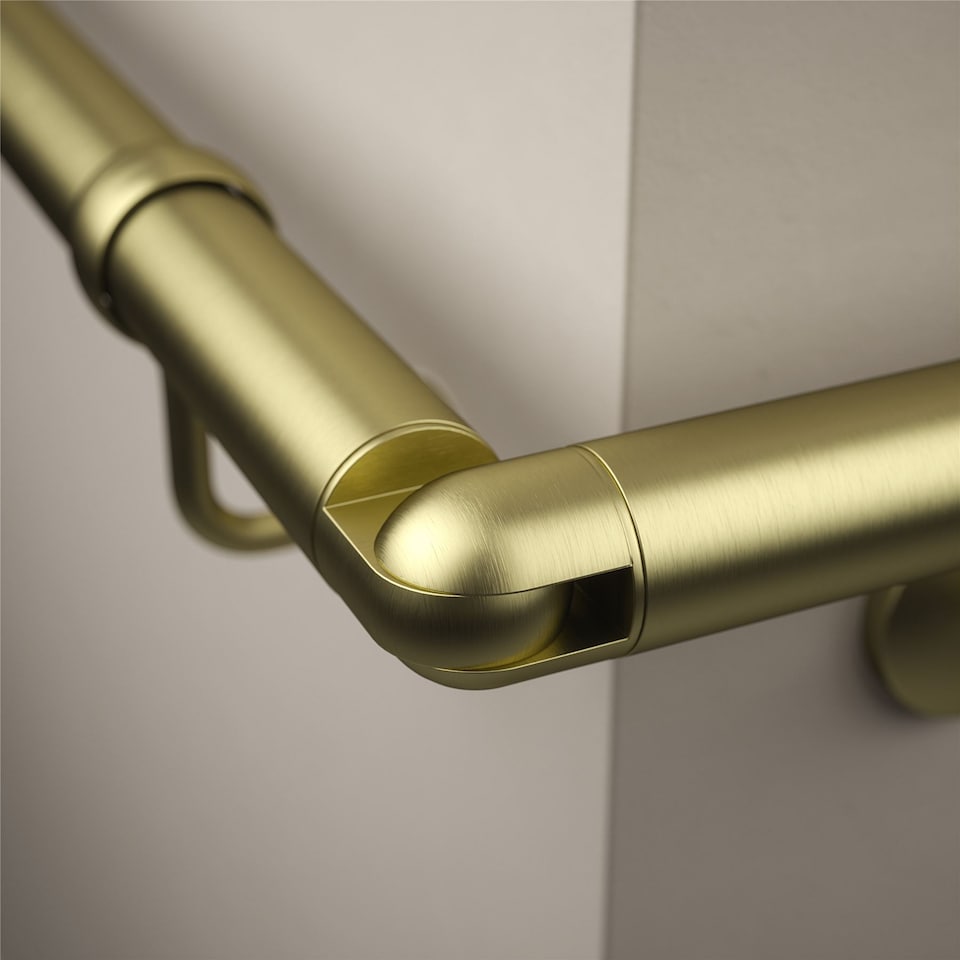 image 1 of Rothley Adjustable Elbow Bannister Staircase Handrail Satin Brass 40mm