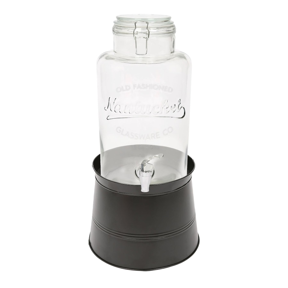 image 1 of Rink Drink Glass Drinks Dispenser with Tap & Black Bucket Stand - 6.5L