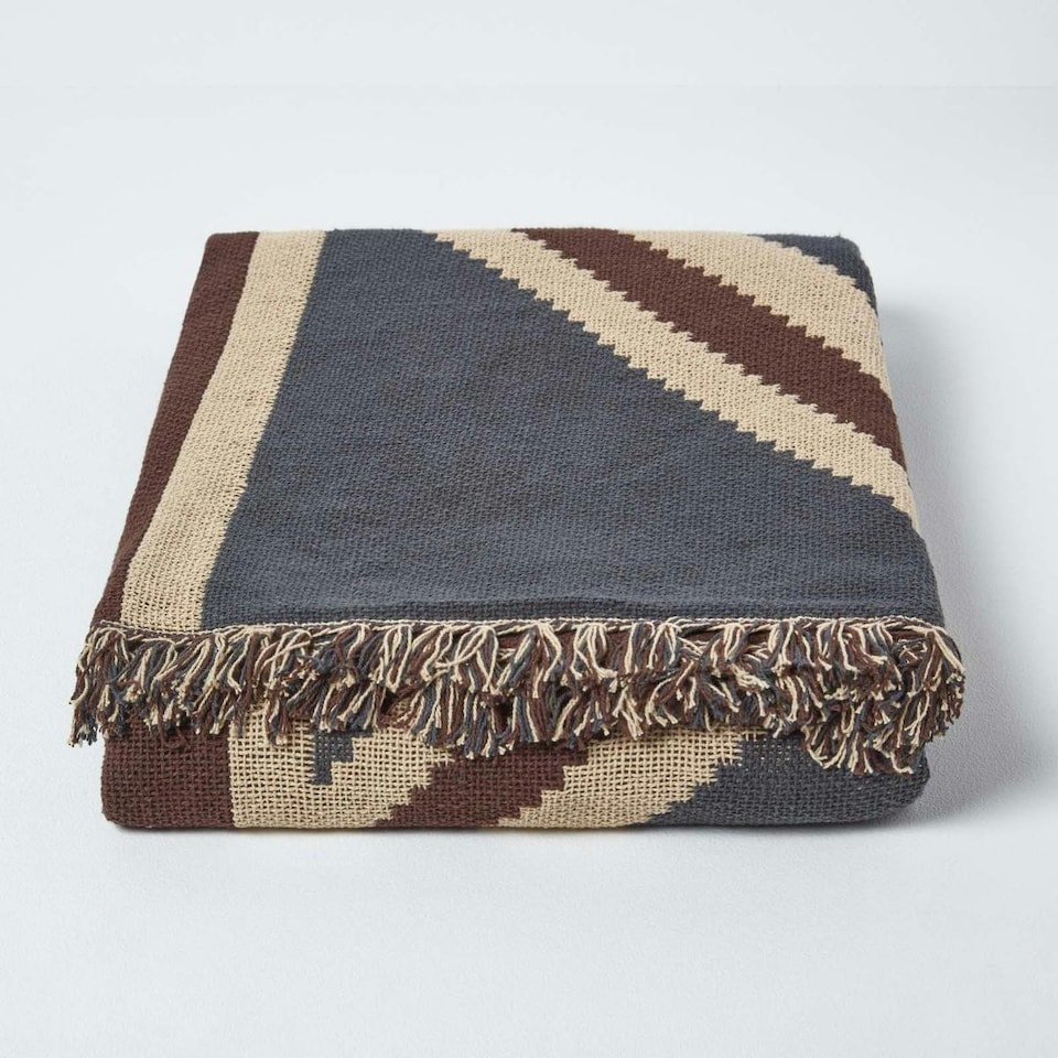 image 1 of Homescapes Cotton Union Jack Flag Throw - 125 x 150 cm | Multi | 1