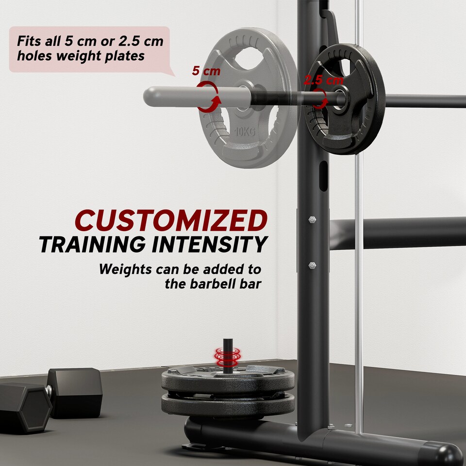image 1 of HOMCOM Adjustable Squat Rack with Pull Up Bar and Barbell Bar for Home Gym