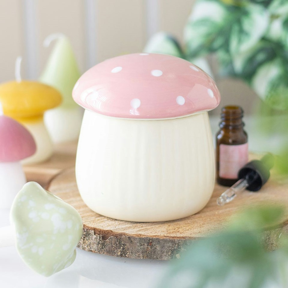image 1 of Decorative Mushroom Oil Burner with Lid