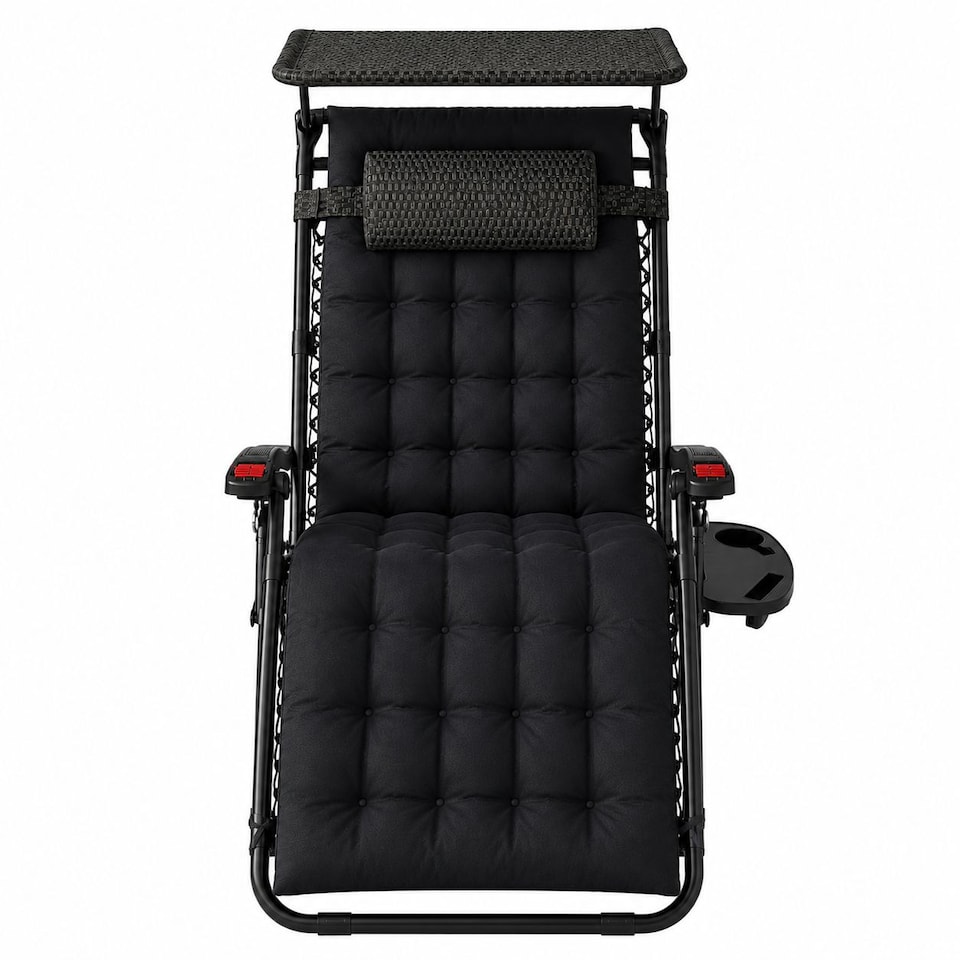 image 1 of Luxury Zero Gravity Lounge Chair With Thick Cushion and Canopy - Pair