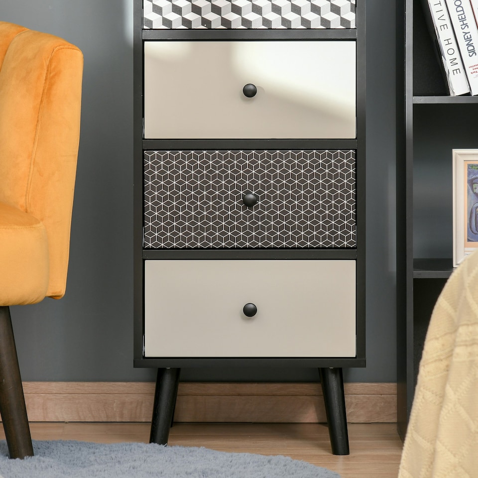 image 1 of HOMCOM Chest of Drawers, 5 Drawer Storage Organiser Unit Bedroom, Black