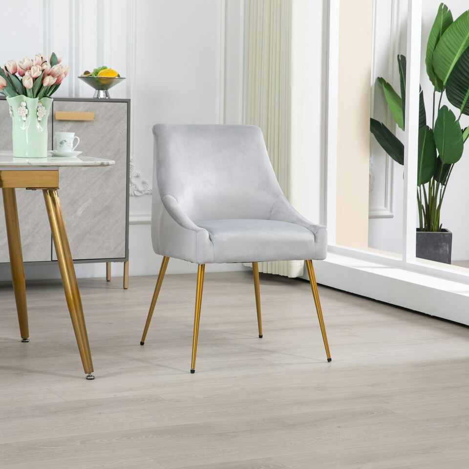 image 1 of Set of 2 Lograto Velvet Dining Chairs - Silver