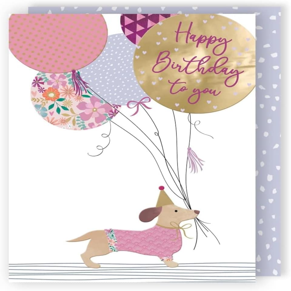 image 1 of Contemporary Dachshund Balloon Buddies! Birthday Card