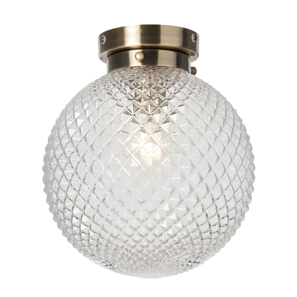 image 1 of BHS Diana Bathroom Flush Ceiling Light, Antique Brass