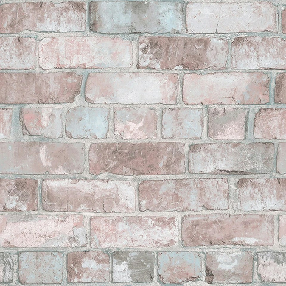 image 1 of Downtown Brick Wallpaper in Blush Multi