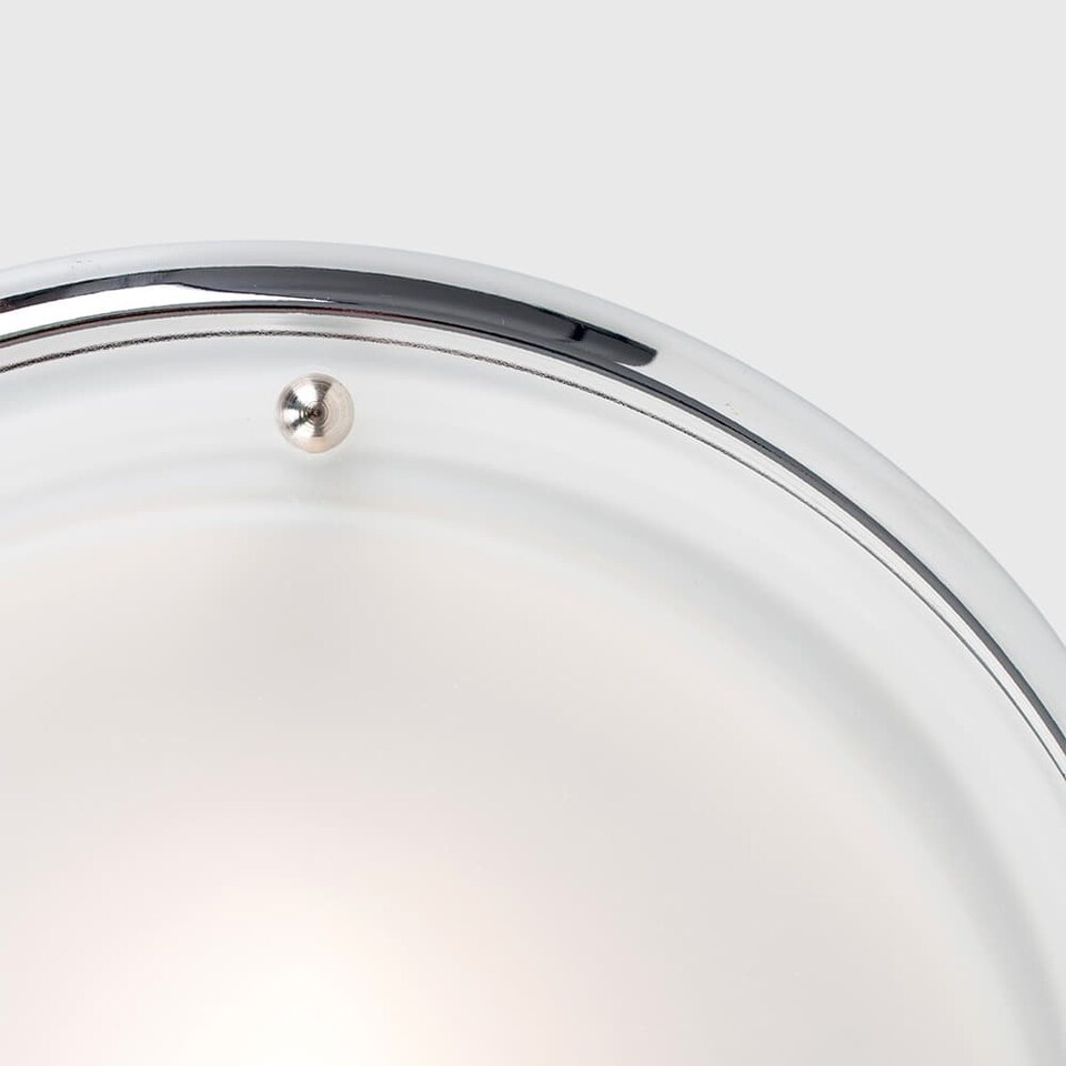 image 1 of ValueLights Flat Chrome Opal Glass IP44 Bathroom Ceiling Light and Bulb