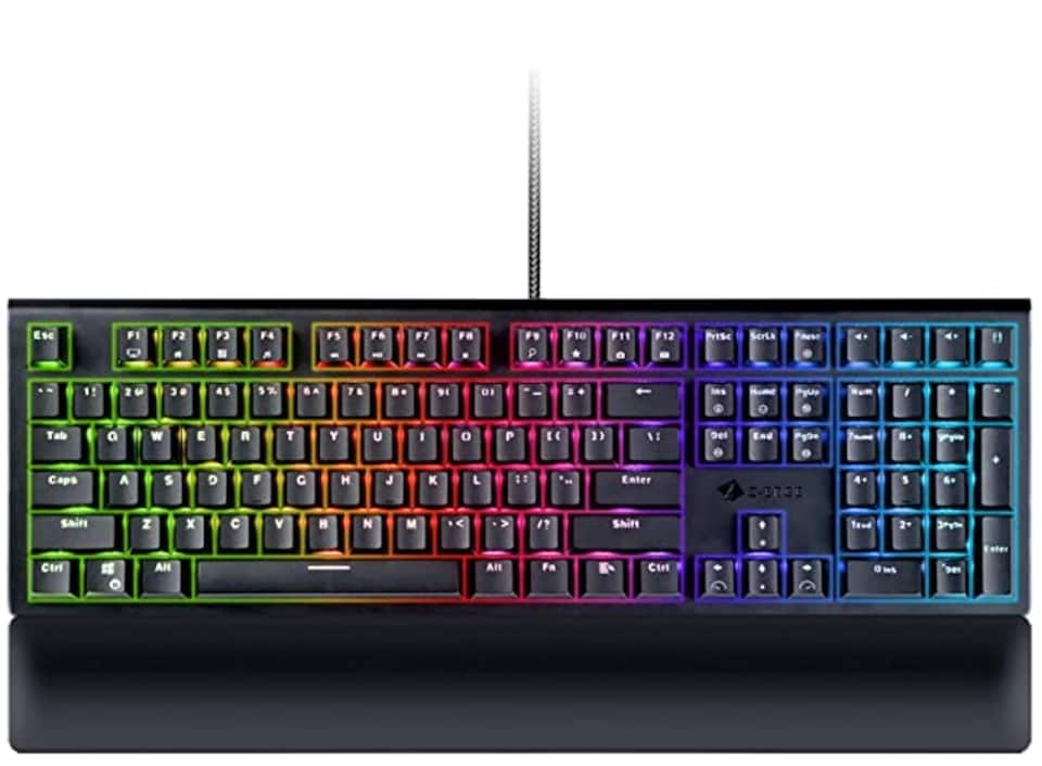 image 1 of Z-Edge Mechanical Gaming Keyboard Wired USB Gaming Keyboard 108 Keys with Customizable Rainbow Backlit, Anti-Ghosting, Aluminium Plate, Plug & Play, for Gamers and Typists - US Layout