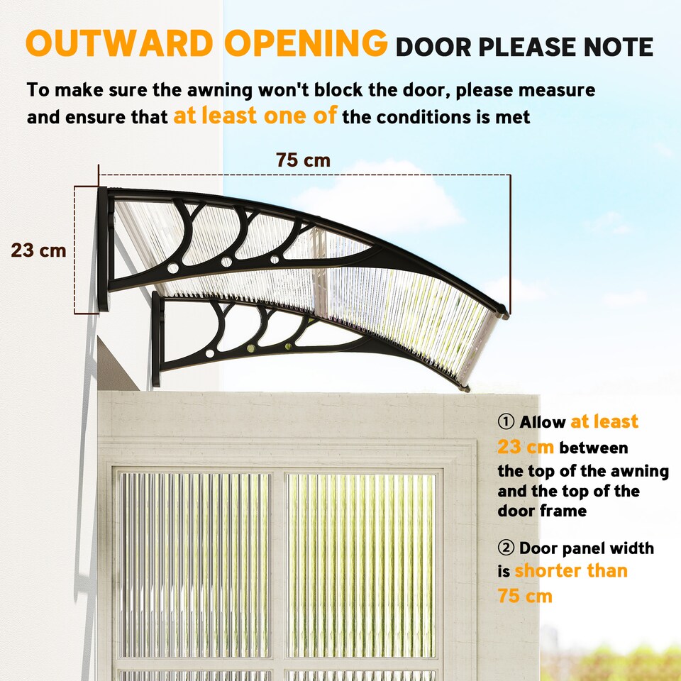 image 1 of Outsunny Outdoor Window Door Canopy Fixed Awning Porch UV Water Cover White | White | White | 1