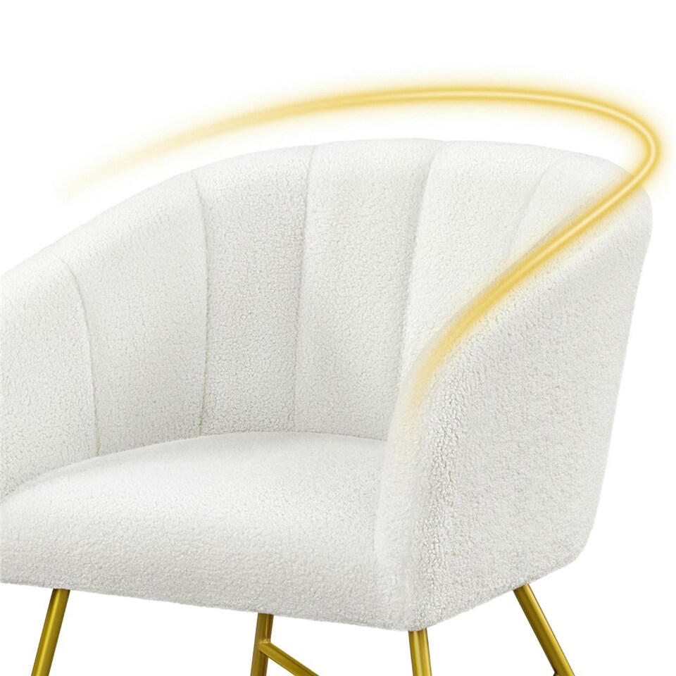 image 1 of Yaheetech Boucle Barrel Chair with Backrest Armrest White