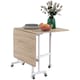 image 2 of HOMCOM Mobile Drop Leaf Table, Folding Dining Table with 6 Wheels & Brakes, Kitchen Table for Small Spaces, Oak